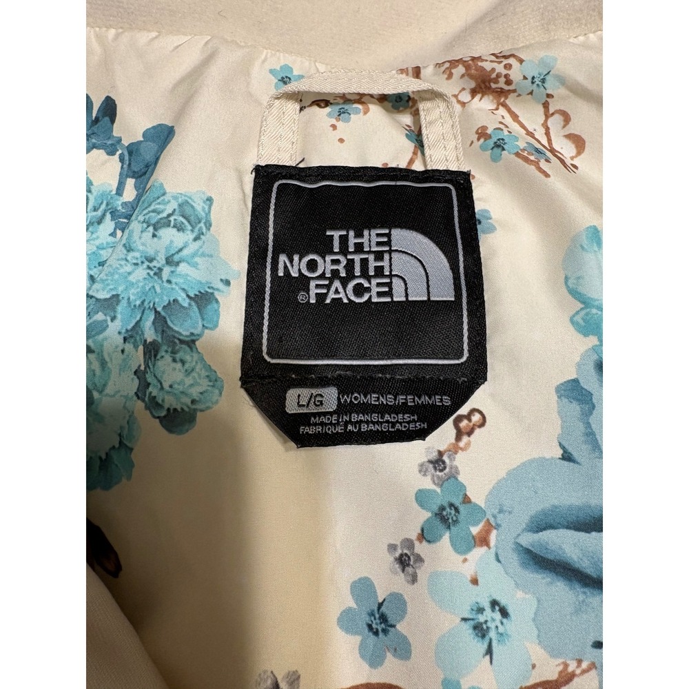 The North Face Womens 550 Down Puffer Vest Off White Floral Lining L12F807 Large